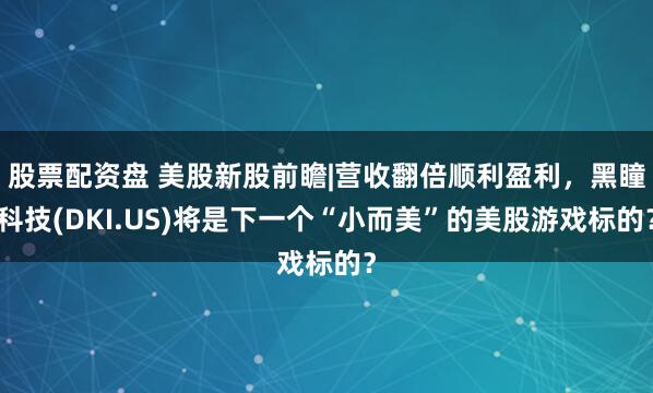 股票配资盘 美股新股前瞻|营收翻倍顺利盈利，黑瞳科技(DKI.US)将是下一个“小而美”的美股游戏标的？