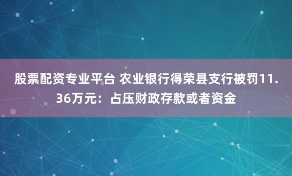 股票配资专业平台 农业银行得荣县支行被罚11.36万元：占压财政存款或者资金